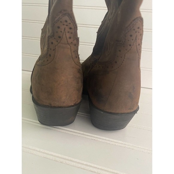 Justin Buck Mens Buck Brown Leather Cowboy Western Boots 8.5B - Picture 11 of 13